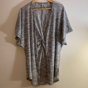 Grey Multi-Colored Short Sleeve Cardigan